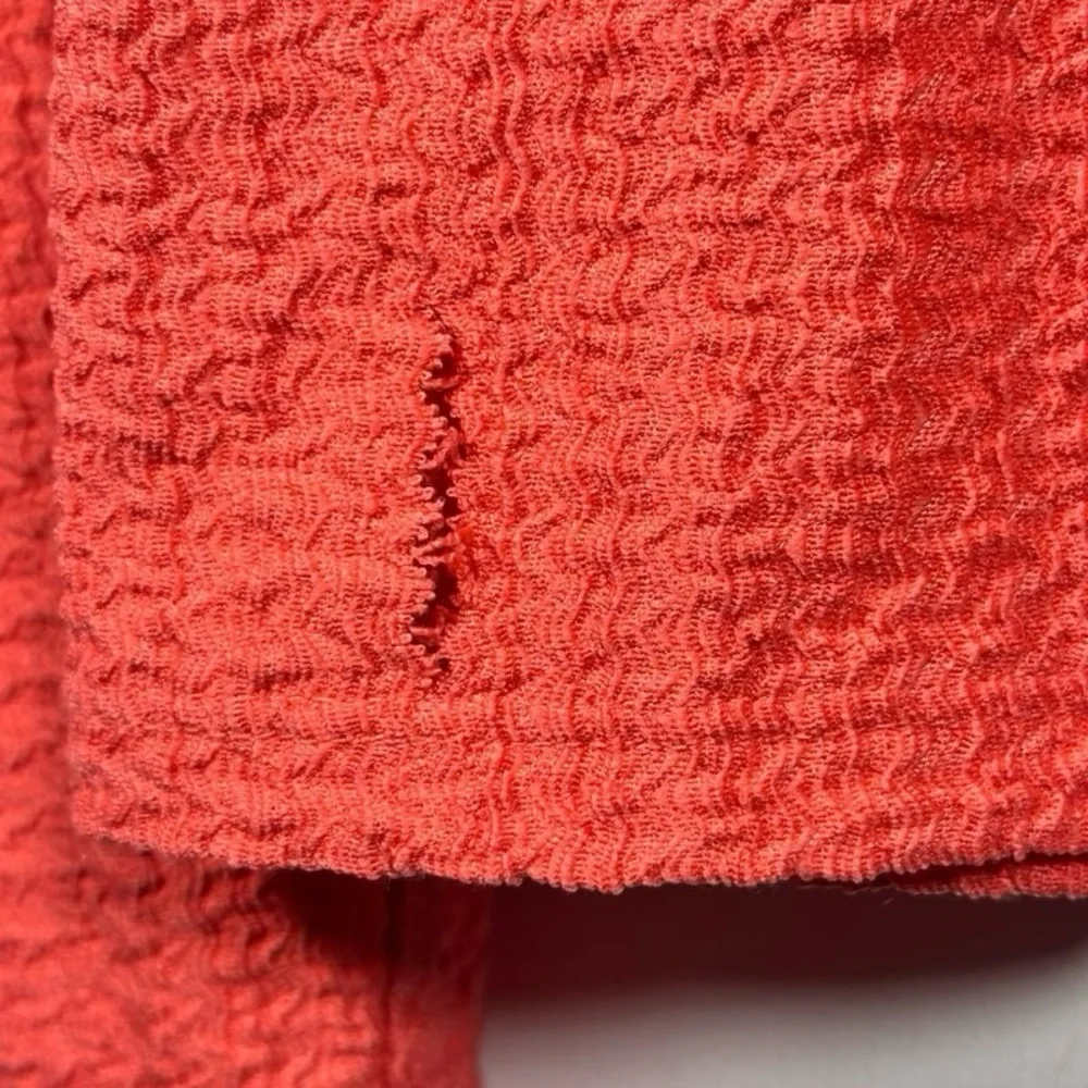 Loft Chic Petite Pleated Puff Sleeve Orange Knit Coral Long Sleeve‎ Top XS flaw